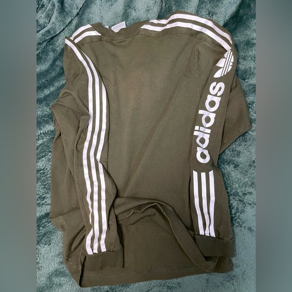 Adidas Stripe Long Sleeve Shirt - Green, Small - Picture 3 of 3